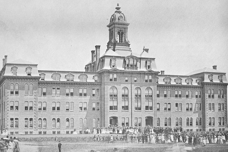 Black and white image of Dean Hall in the 1800's